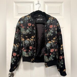 Nastygal Floral Black Bomber Jacket